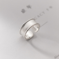 wholesale S925 Sterling Silver Textured Smooth Wide Band Ring with Letter Design Twist Open Finger Ring R00625-0-2