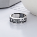 wholesale S925 Sterling Silver Retro Vintage Wide Band Six-Syllable Mantra Ring, Bold and Trendy Unisex Ring-0-1
