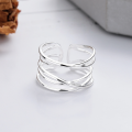 wholesale S925 Sterling Silver European and American Popular Creative Multi-Layer Line Open Ring Geometric Trendy Fashion Index Finger Ring-0-2