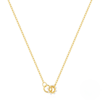 wholesale S925 Sterling Silver New Round Pearl Interlocking Fashion Necklace For Women, A Hot-selling Cross-border Luxury Collarbone Chain-Gold 925 silver