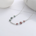 wholesale S925 Sterling Silver Korean-style Drip Glaze Colored Enamel Creative Niche Design Color-Block Star Leaf Flower Necklace-0-1