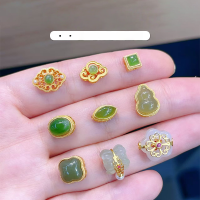 wholesale S925 Gold-Plated Silver Hetian Jade Bead Spacer Beads DIY Bracelet Accessories Jade Gourd Spacer Beads Stringing Accessories-Hetian jade gourd