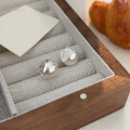 wholesale S925 Sterling Silver Semi-Sphere Stud Earrings for Women, Fashionable and Elegant Minimalist New Korean and Japanese Heavy Work Earrings-0-4