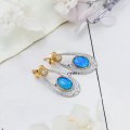 wholesale S925 Silver French-Design Retro British Style Synthetic Opal Earrings-0-3