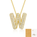 wholesale 925 Silver Plated with 18K Gold, Cross-Border Europe and America New Letter Pendant Necklace, Fashion-Forward Versatile Moissanite Chain-0-53