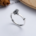 wholesale S925 Sterling Silver Vintage Elegant Creative Unique Crown Letter Queen English Index Finger Open Ring for Women-0-0