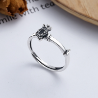 wholesale S925 Sterling Silver Vintage Elegant Creative Unique Crown Letter Queen English Index Finger Open Ring for Women-YFJ391/approx. 1.9g>Adjustable opening