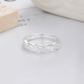 wholesale S925 Sterling Silver Hollow-out Wheat Ear Leaf Ring, Simple Fashion Fresh Sweet Delicate Index Finger Ring for Women-0-1