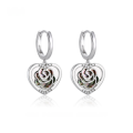 wholesale Pure Silver New Chinese Style Rose Silver Heart Earrings French High-End Feel Earrings Drop Shipping-0-0