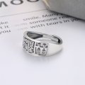 wholesale S925 Sterling Silver Retro Antique Style Abacus Bead Rotatable Coin "Daily Riches" Inscription Unique Ring-0-1