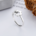 wholesale S925 Sterling Silver Korean-style Floral Chain Clasp Creative Trendy Light Luxury Open Adjustable Ring for Women-0-0