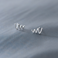 wholesale S925 Silver Stud Earrings Women Korean Style Minimalist Smooth Wave Lines Fresh and Sweet Ear Jewelry E0605-S925 silver earrings pair silver 925 silver