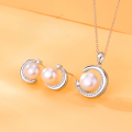 wholesale S925 sterling silver necklace for women with natural freshwater pearls, fashionable collarbone chain, small and unique design star and moon necklace and earring set-0-0