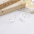 wholesale S925 Sterling Silver Korean Style Ins Minimalist Line Heart Irregular Design Sweet and Versatile Earrings-0-2