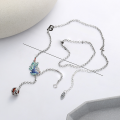 wholesale S925 Silver Retro Resin Enamel Phoenix Tassel Vintage Style Unique Niche Design Necklace for Women-0-2