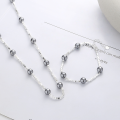 wholesale S925 Sterling Silver Korean Style Platinum Gray Pearl Silver Beads Starry Sky Spaced Bead Fairy Wind Bracelet Necklace-0-1