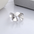 wholesale S925 Sterling Silver Trendy Exaggerated Hip-Hop Luxury Style Ribbon Crinkle Wave Open Ring-0-2