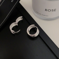 wholesale S925 Sterling Silver Matte Brushed Circular Line Earrings for Women, Korean Spring and Summer New Simple Hoop Earrings-0-1
