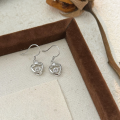 wholesale Metal Material: S999 Sterling Silver Jumping Heart Ear Hook Earrings, Versatile, Fresh and Trendy, Light Luxury, Minimalist Style, Korean Version-0-4