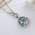 wholesale [Pure Silver] Yunchao Xuan S990 Vintage Ethnic Style Lotus Hollow Filigree Fine Carving Drip Glaze Enamel Pendant Necklace-0-2