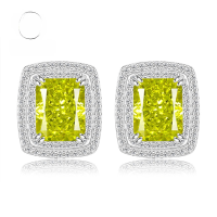 wholesale S925 silver new 7*9 olive green earrings trendy ins earrings women's cross-border style-E220 Olive Green Earrings>925 Silver