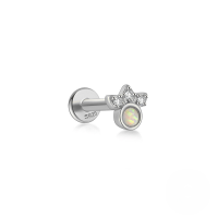 wholesale Sterling Silver 925 Opal Flat Head Threaded Ear Cartilage Piercing Jewelry For Women And Men-White gold single #7