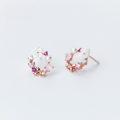 wholesale S925 Sterling Silver Earrings for Women, Korean-style Sweet Floral Pearl Earrings with Hoop Accessories E6384-0-0