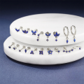 wholesale S925 Sterling Silver Geometric Inlaid Zircon Natural Lapis Lazuli Flat Head Threaded Ear Cartilage Stud, New Hot Selling High-end Earrings-0-3