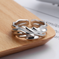 wholesale S925 Sterling Silver Irregular Minimalist Concave-Convex Wave Pattern Open Ring Ins Korean Japanese Style Women's Ring-0-2