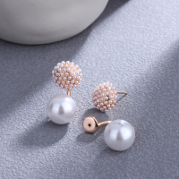 wholesale 925 Silver Pearl Floral Ball Earrings Korean Minimalist Fresh and Elegant Youthful Versatile Earrings for Drop Shipping-xb835-white gold