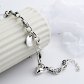 wholesale Sterling Silver S925 Letter Initial Heart Bracelet for Women, Minimalist Ins Niche Design, Thai Silver Vintage Internet Famous Fashion Trend-0-1