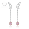 wholesale 925 Silver New 4*6mm Pink Diamond Earrings Full Diamond Stud Earrings Women European and American Ins Style Cross-Border Model-0-0
