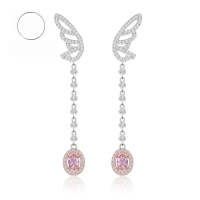 wholesale 925 Silver New 4*6mm Pink Diamond Earrings Full Diamond Stud Earrings Women European and American Ins Style Cross-Border Model-E291 Pink Diamond 925 Silver