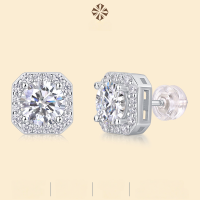 wholesale S925 Silver Heart Rose Ear Studs Moissanite New Earrings Live Cross-Border Hot Selling Ear Jewelry Ready for Wholesale-1 carat*2