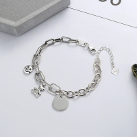 wholesale S925 Sterling Silver Korean Retro Smile English Cute Bear Accessory Creative Sweet Cool Style Bracelet-YS110/approx. 10.6g 925 silver