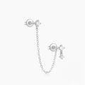 wholesale 925 Sterling Silver With Rhinestones, Star Chain Tassel Ear Clip, Ins。-0-11