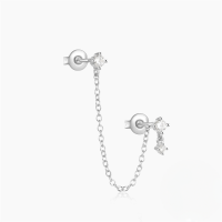 wholesale 925 Sterling Silver With Rhinestones, Star Chain Tassel Ear Clip, Ins。-Single platinum #4&gt;925 silver