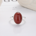 wholesale S925 Sterling Silver Antique Vintage Style Openable Ring with Red Agate Inscribed with Chinese Character "Fu" for Women, Versatile and Elegant-0-0
