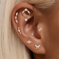 wholesale S925 Sterling Silver Moon Heart Opal Cylinder Threaded Ear Cartilage Stud,。-0-1