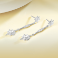 wholesale Metal: 925 Sterling Silver Zircon Octagram Star Earrings for Women, Long Minimalist Design, High-End Style-0-1