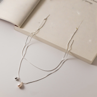 wholesale S925 Sterling Silver Grain Pearl Necklace with Vintage Double-Layer Layered Small Bead Pendant Collarbone Chain D9599-S925 Silver Necklace 925 Silver