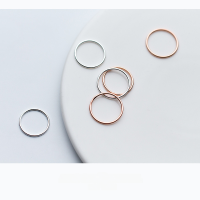 wholesale S925 Sterling Silver Plain Thin Band Stackable Ring Circle Pinky Ring Knuckle Ring J3670-S925 Silver Ring Rose Gold Model>Size 5