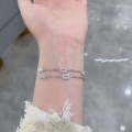 wholesale S925 Sterling Silver Fashion Geometric Square Zircon Bracelet Simple and Elegant Minimalist Niche Design Gift for Girlfriend-0-3