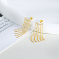 wholesale S925 Sterling Silver New Wave-glimmer Long Fringe Zircon Earrings For Women, Unique Design-0-3