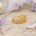 wholesale 925 Sterling Silver Gold Plated Openwork Lace Ring for Women, Versatile Stacking Leaf Vine Branch Ring in European Vintage Court Style-0-3