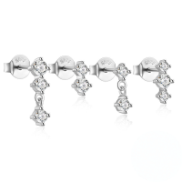 wholesale 925 Sterling Silver With Zircon Inlay, Simple Everyday Matching Earrings For Women, Popular Four-piece Set In Europe And America-Set of 4 - Platinum 925 Silver