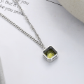 wholesale S925 Silver Cloud Tide Pavilion Literary Vintage Antique Green Fairy Tale Green Zircon Simple Fashion Versatile High-end Necklace-0-1