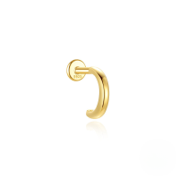 wholesale S925 Silver Micro-set Zircon Flat Spiral Cartilage Earring, Minimalist-Single gold-7MM#2