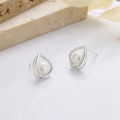 wholesale S925 Sterling Silver French Baroque Literary Pearl Geometric Irregular Design Lady Earrings-0-2