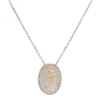 wholesale 10K gold Korean lightweight luxury new necklace for women, natural white shell double-color rose design sense collarbone chain gift-10K Gold Colored White Mother-of-Pearl Necklace>10K